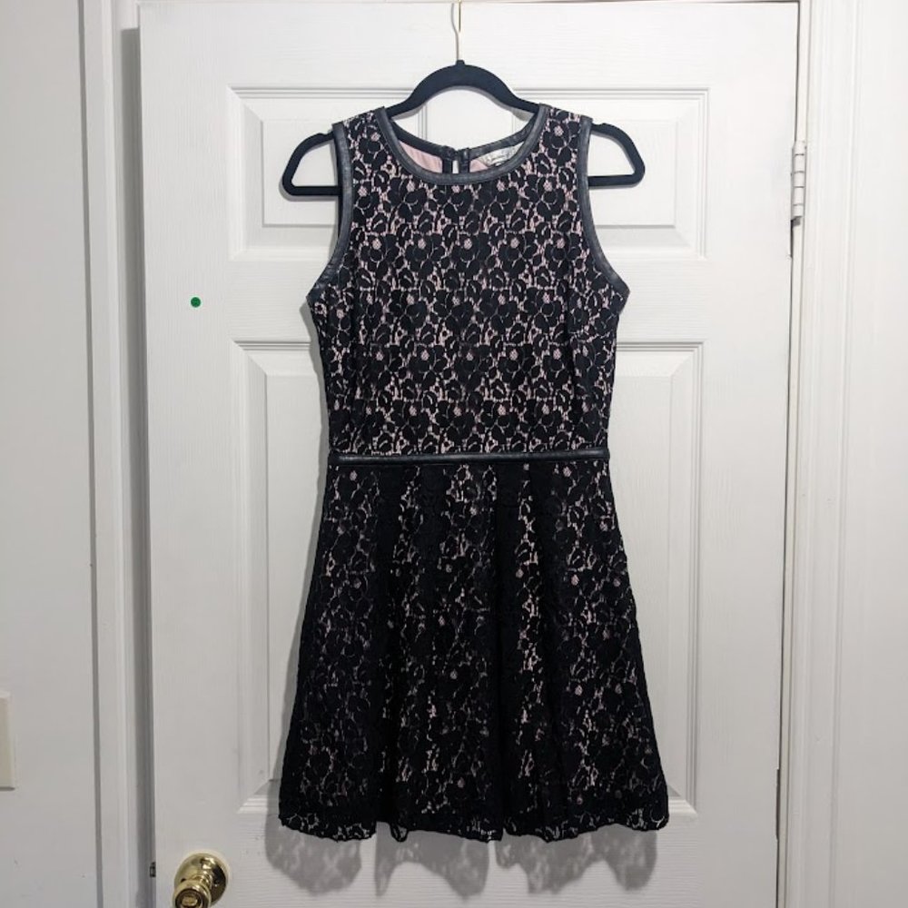 Black Lace Dress With Light Pink Underlay Size 9
